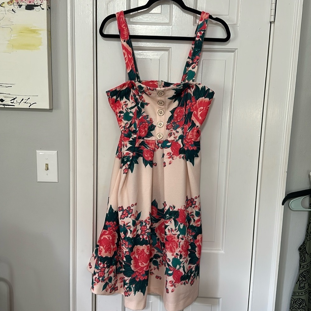 ANTHROPOLOGIE Tracy Reese Floral Magnolia Pink Dress size 12